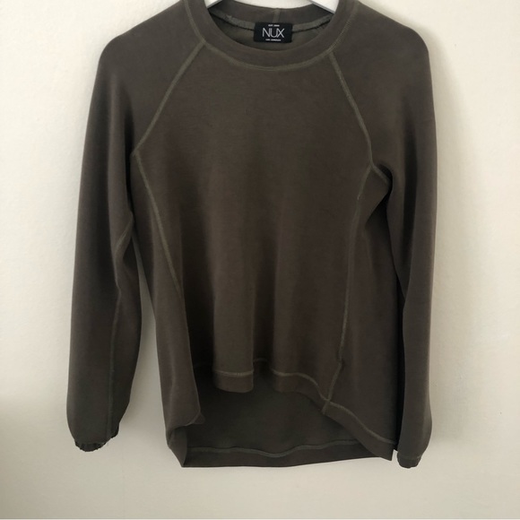 NUX Olive green high low long sleeve sweater. - Picture 2 of 3